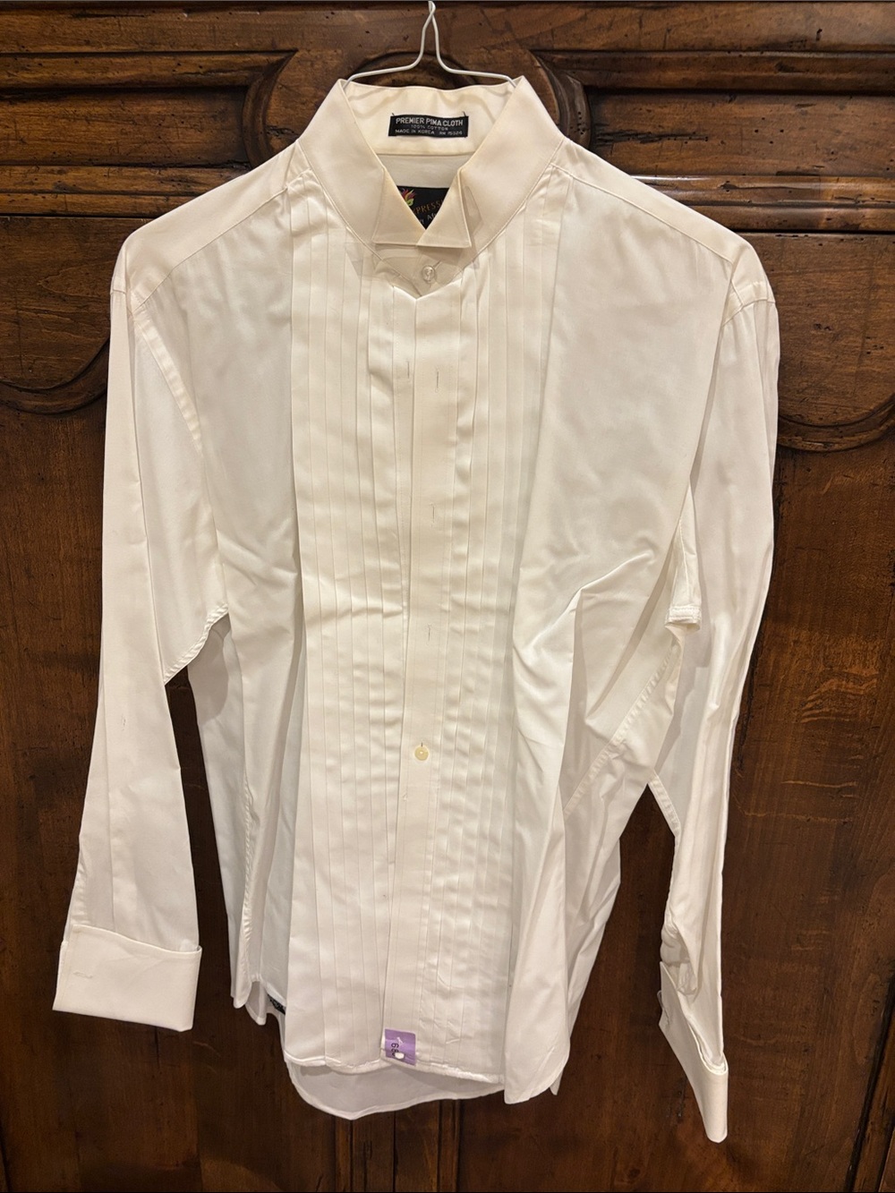 White Pleated Front Tuxedo Shirt